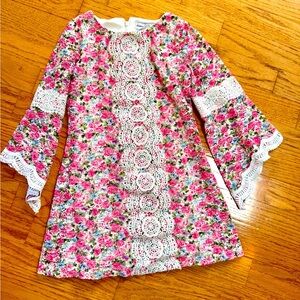 Girls Chasing Fireflies retro girls dress 6 6X pink floral watercolor print